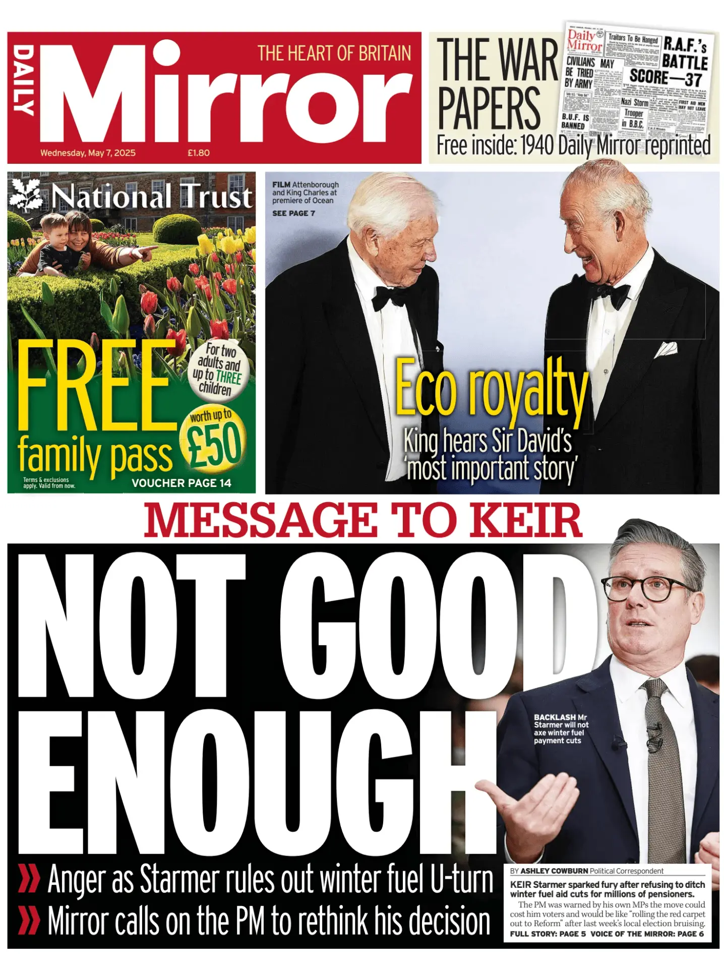 Prima-pagina-Daily Mirror-edizione-di-oggi-07-05-2025